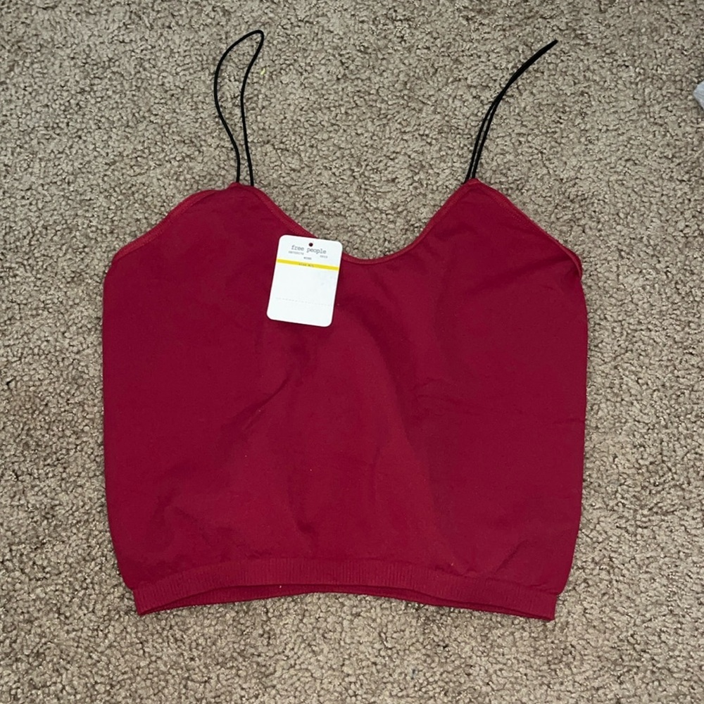 Free People Red Fitted Crop Camisole Top, NWT